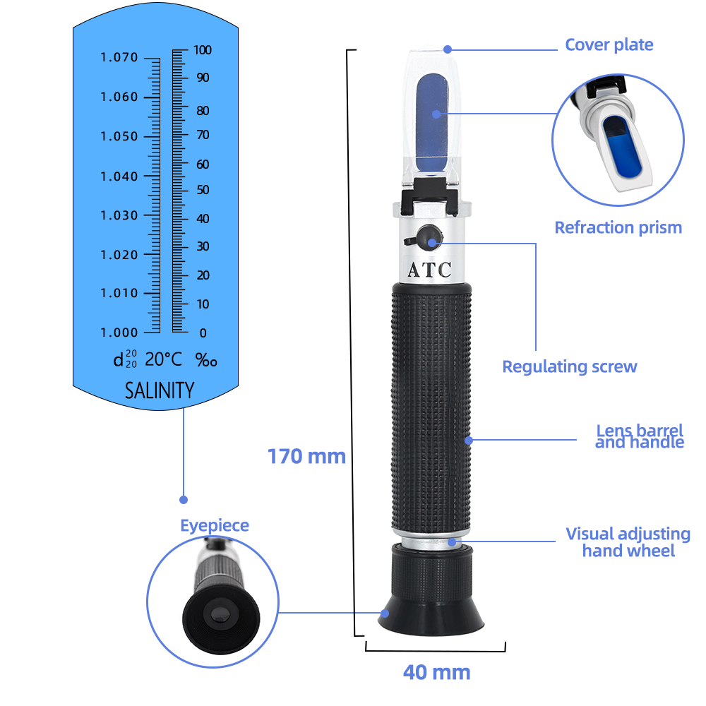 Handheld Salinity Refractomete - Marine Aquarium Refractometer avaliação e preço
