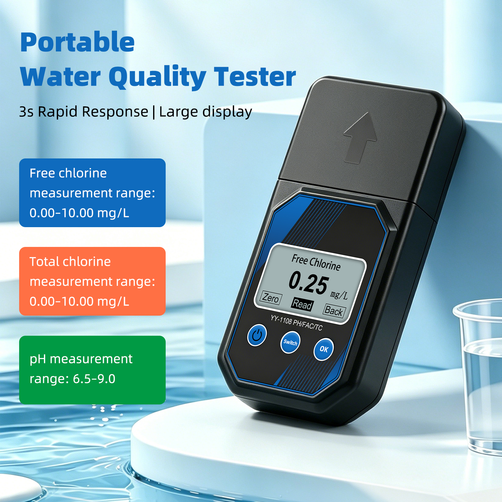 3-in-1 Digital Water Quality A - Marine Aquarium Water Testing avaliação e preço